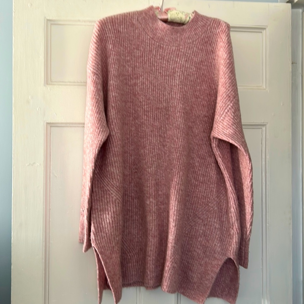Old Navy, ladies tunic sweater, mock neck, pink, size XL